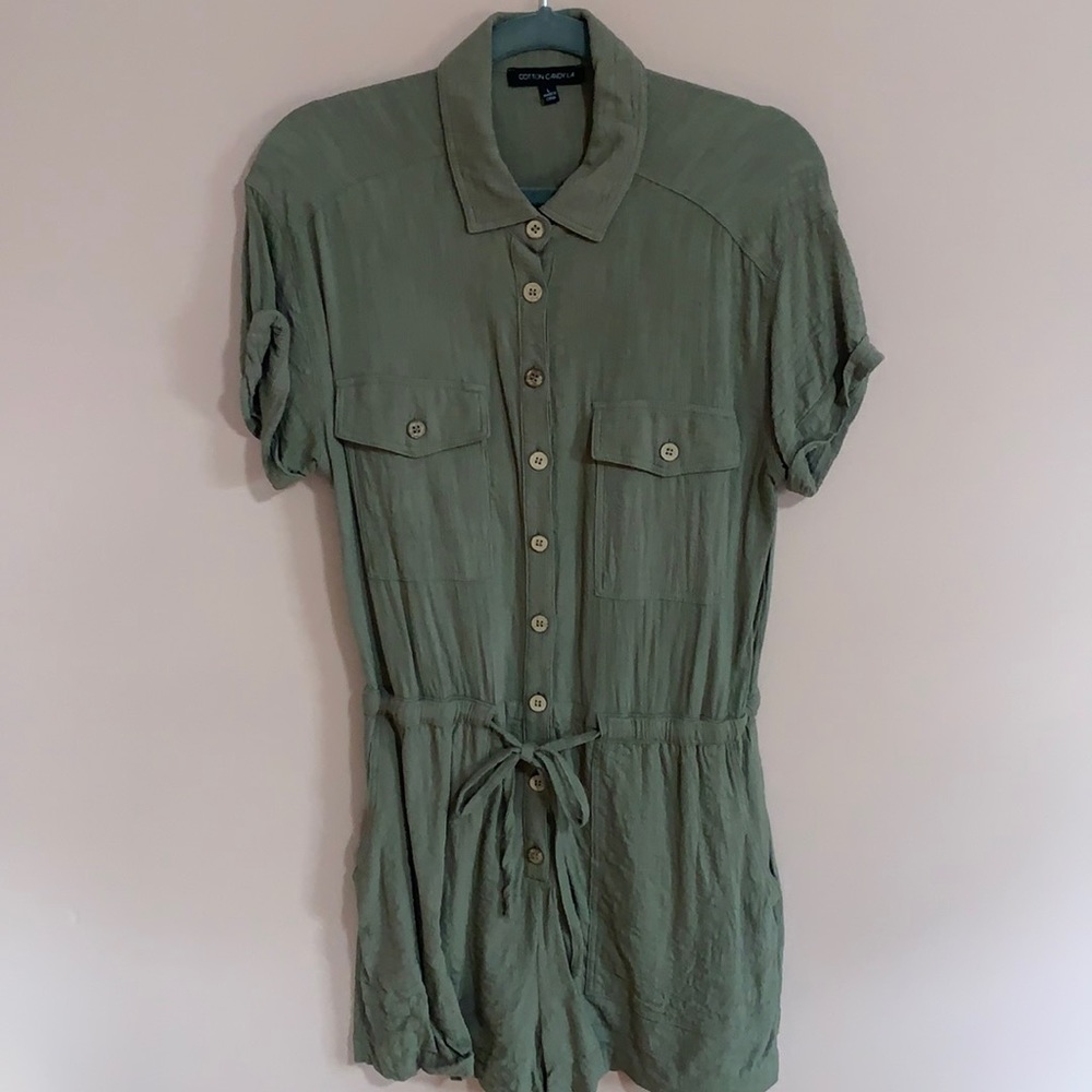 Green Button Down Romper